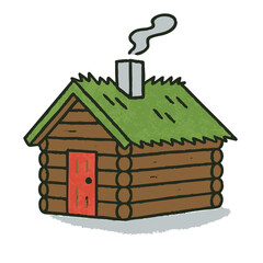 Doodle of a Norwegian cabin
