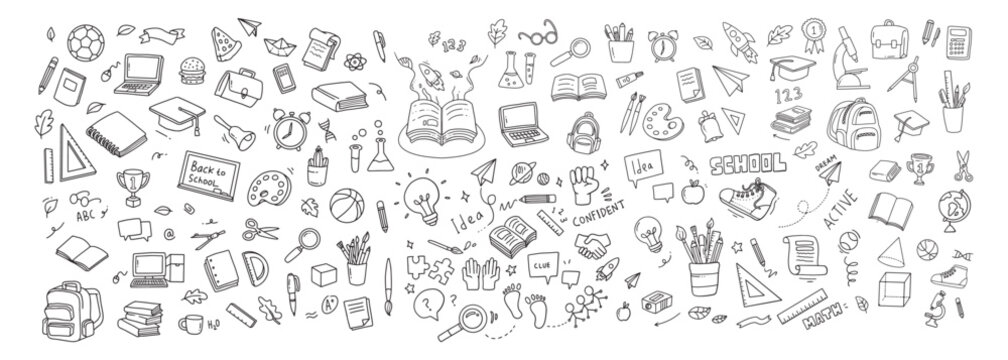 Back to school and education doodle elements