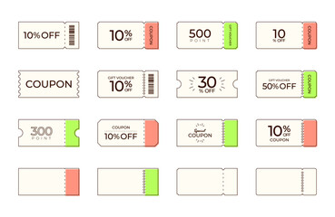 インパクトのあるクーポンチケットデザインセット