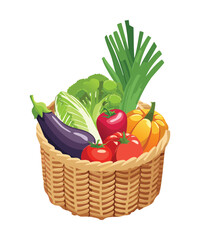 Assorted Fresh Garden Produce - Vector Illustration