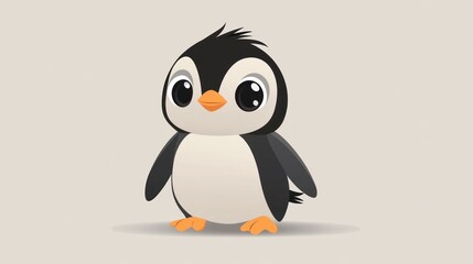 Naklejka premium Adorable Animated Penguin Character Illustration on a Neutral Background