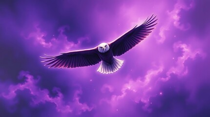 Naklejka premium Eagle Soaring Purple Sky.