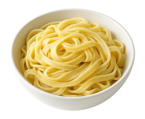 Freshly Cooked Pasta Linguine Twirls in a Bowl, Perfect for Italian Dishes and Recipes, Isolated on Transparent and White Background