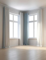 Fototapeta premium Minimalist Room Interior with Natural Light Streaming Through Windows