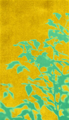 リアルな葉っぱを金箔に描いた、和風のシルエットアート