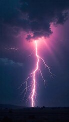 A dramatic shot of a lightning strike illuminating a dark, stormy sky, conveying a sense of powerful, raw energy and spiritual awakening , dark, tempest