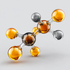 Amber and silver molecular structure model isolated on clean white background
