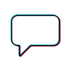 Glitch Effect Speech Bubble Icon - Digital Communication, Cyber Talk, and Modern Messaging Vector