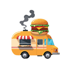 Mini Food Truck with Burger and Smoke Trail