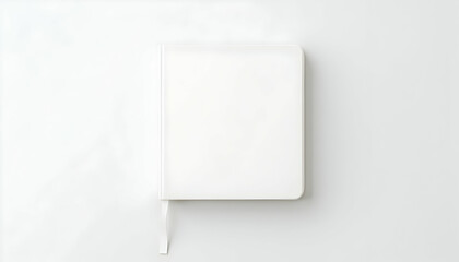 Blank White Notebook Flat Lay on White Background