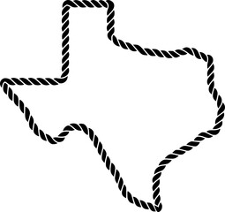 Texas state rope border map outline and silhouette vector graphic isolated image  © Joe