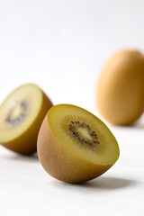 Fresh sungold kiwi fruit on white background, Healthy eating