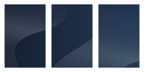 Three navy-blue gradient panels with white, subtle wave patterns. These backgrounds are likely used for sections on a modern website design.