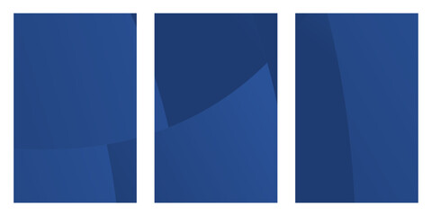 blue book isolated on white. Three adjacent blue gradient abstract designs fill the background of a website section. The designs feature subtle curves and dark to light blue gradients.