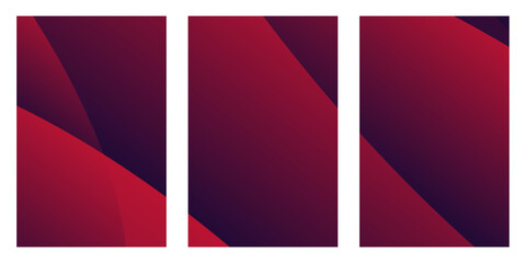 set of vector banners with ribbons. Three gradient rectangles fill the frame with abstract maroon and purple color schemes. The design is a modern background graphic for a website.