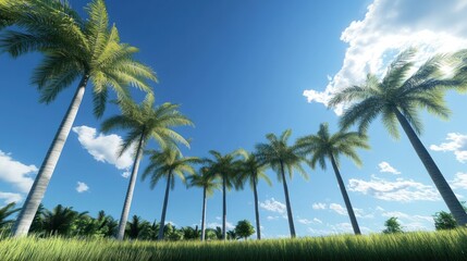 Palm trees under a vibrant blue sky