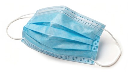 A blue disposable surgical face mask with ear loops, commonly used for health protection and hygiene.