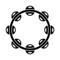 Simple Black and White Tambourine Illustration for Music and Percussion Concepts