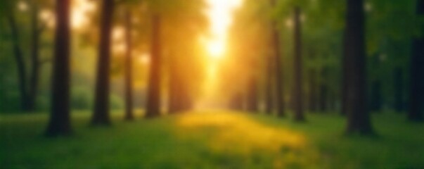 Obraz premium A serene, minimalist chat background featuring a blurred, out-of-focus image of a tranquil forest scene at sunrise; perfect for calming conversations , view, landscape
