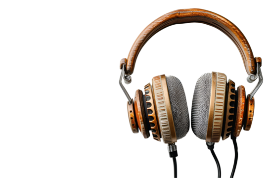 Vintage Headphones Music Audio Brown Leather