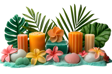 Tropical Soap Collection Scented Candles and Flowers