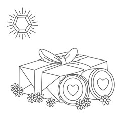Gift Box with Hearts and Diamond
