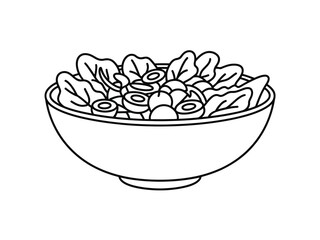 Healthy Salad in a Bowl Line Art