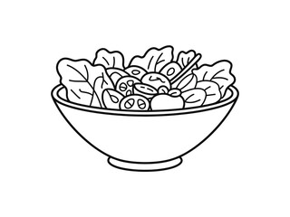 Black and White Illustration of a Vegetable Salad