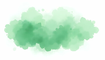 Obraz premium Green Watercolor Cloud Shape on White Background