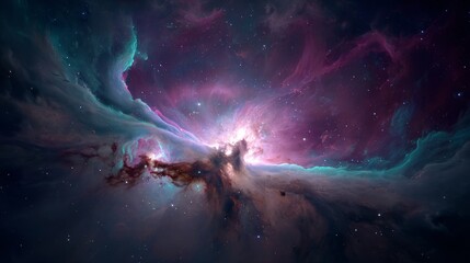 Glowing nebula in deep space. Astronomy scene
