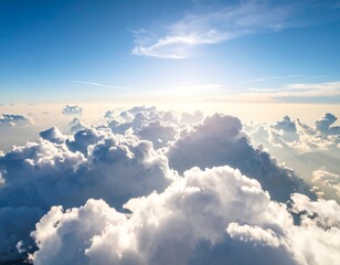 Fototapeta premium High-altitude view of clouds and a bright sun