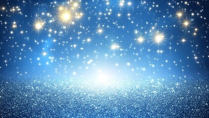 Obraz premium A light blue background filled with twinkling stars and gentle sparkles, creating a captivating and magical atmosphere