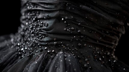 Black wedding dress fabric texture detailed closeup