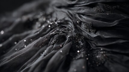 Black wedding dress fabric texture detailed closeup
