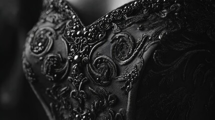 Black wedding dress fabric texture detailed closeup