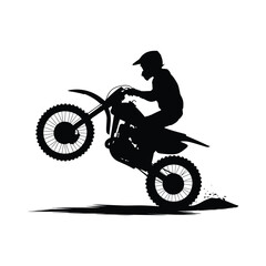 Fototapeta premium Motocross Rider Performing a Wheelie Silhouette