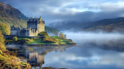 Eilean Donan Castle at Dawn, a timeless landmark on the serene Scottish waters