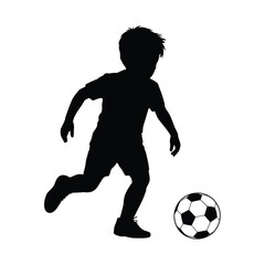 Silhouette of a Boy Playing Soccer