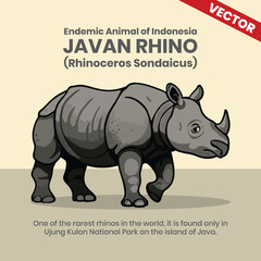 Javan Rhino Endemic Animals of Indonesia Wildlife Infographic