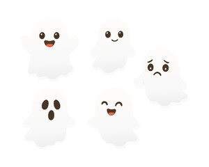 Cute Ghost Emoji Vector Cartoon Halloween Icons