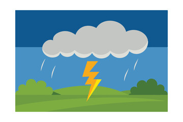Fototapeta premium thunderstorm over grassy