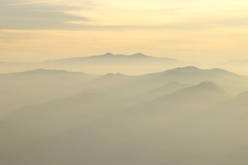 misty mountain hills in the morning
