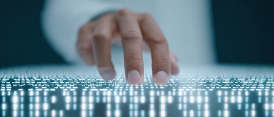 Naklejka premium Interactive technology exploration digital workspace action shot futuristic environment close-up innovation engagement