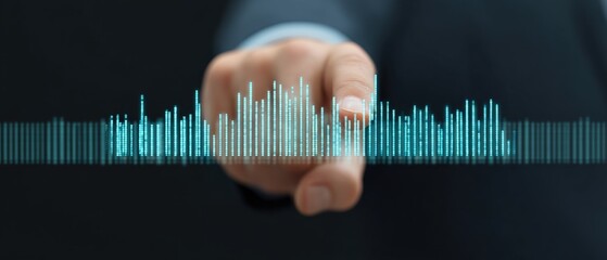 Interactive business analysis virtual environment digital content technology landscape close-up view data visualization concept