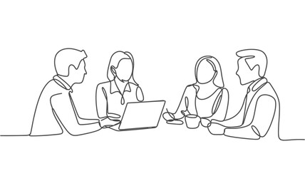 Business Meeting One Line Drawing