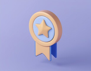 3D star shaped badge with a ribbon