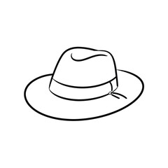 Simple Line Art Fedora Hat Illustration