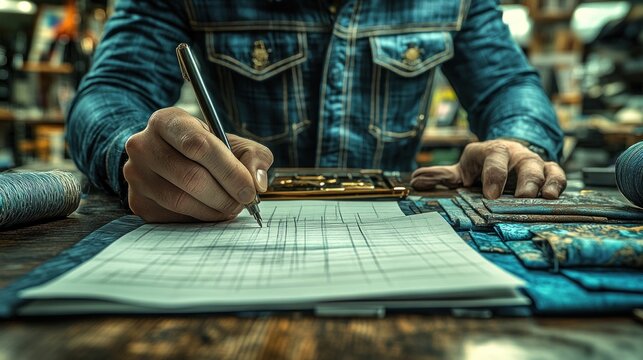 Artisan sketching design on paper