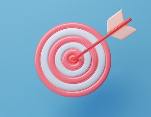 3D arrow hits the center of a pink and white target