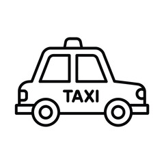 Simple Line Art Taxi Car Illustration